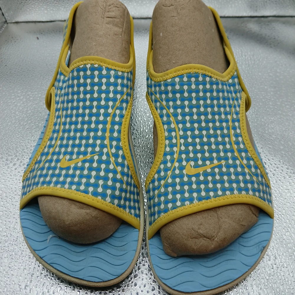 Nike Blue and Yellow Slide Water Sandals Kids Size 2.5